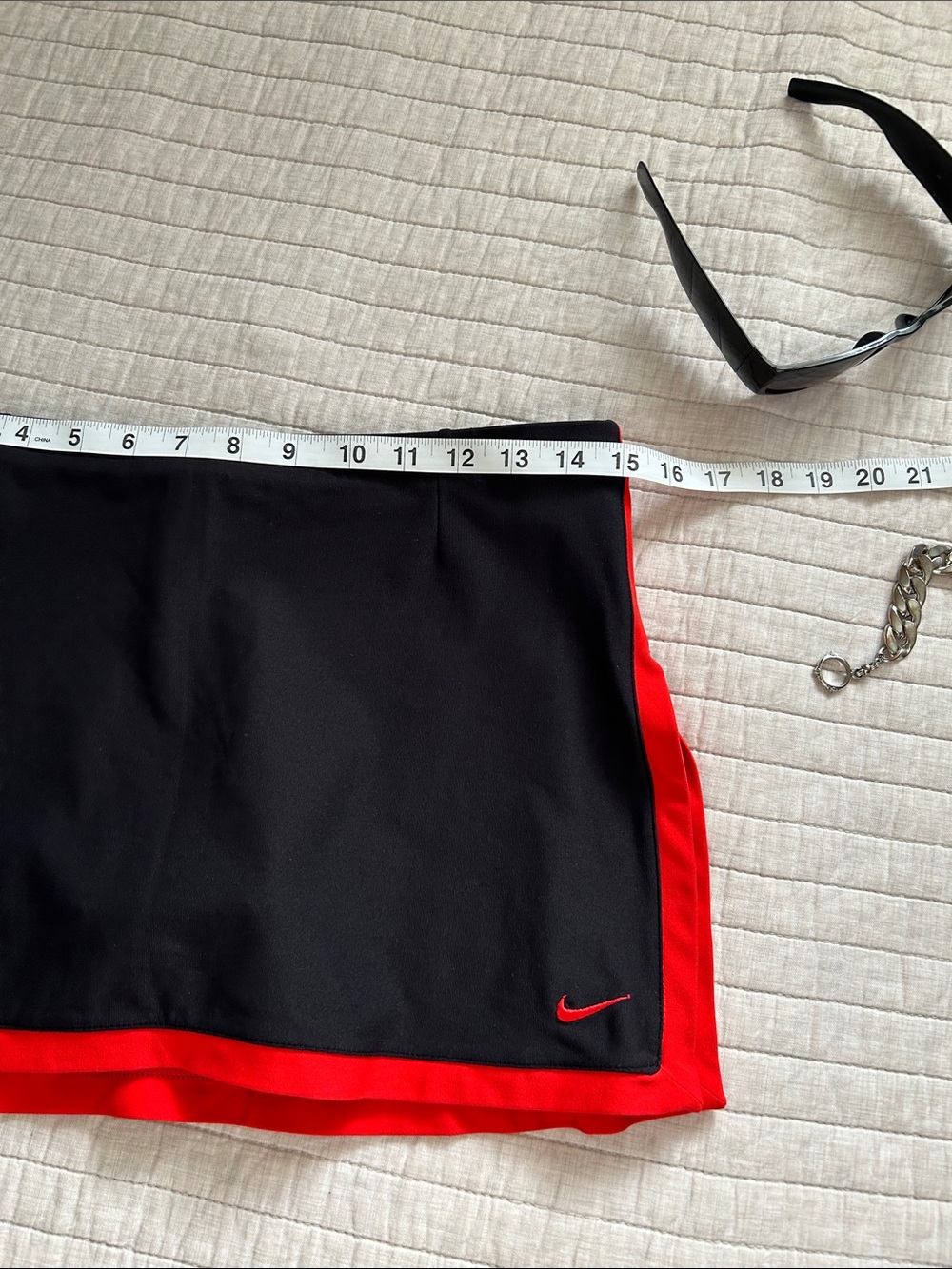 Nike Vtg Y2K sporty black red stripe mini athletic tennis golf pull on skort M - Picture 10 of 12